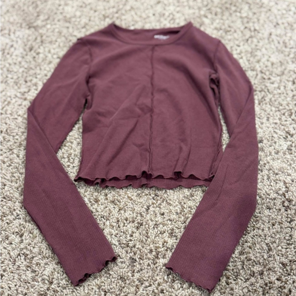 Mauve  Long Sleeve Crop Top